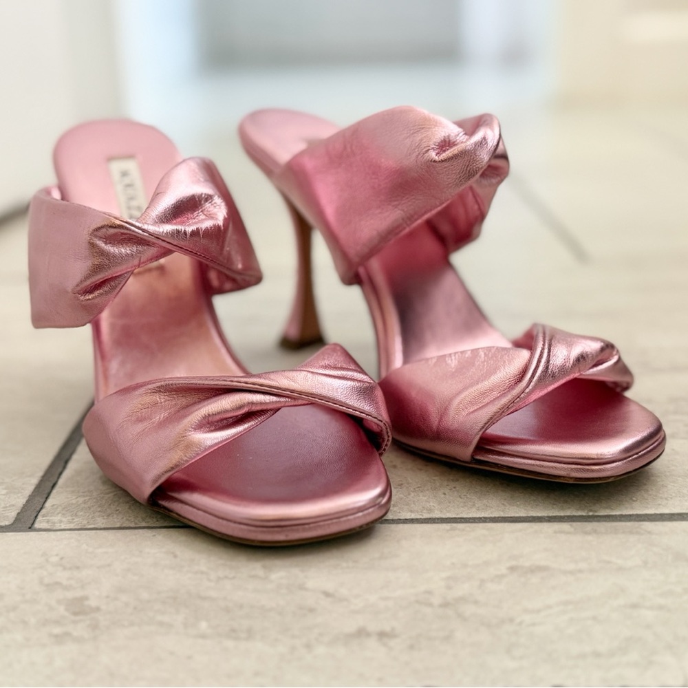Aquazzura Metallic Pink Twist Mules size 7.5 (37.5)
